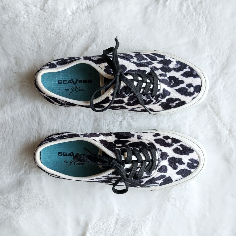 Seavees for J. Crew Leopard Print Velvet Sneakers